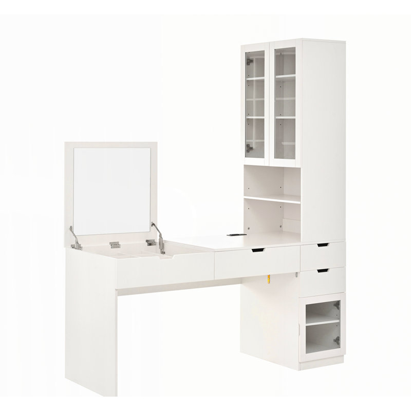 Bureau de maquillage avec miroir et station de charge