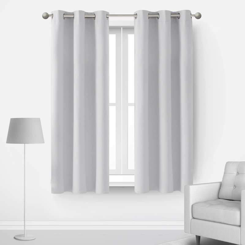 Lompoc Room Darkening Grommet Curtain Panels, Light Grayish White, 42" W x 45" L