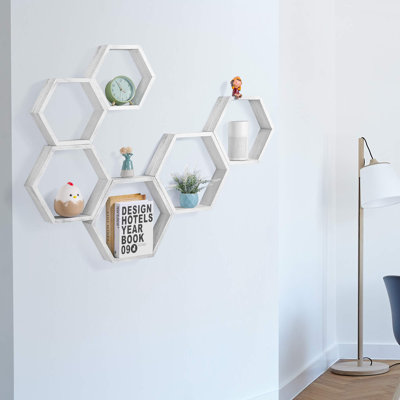 6 Piece Hexagon Floating Shelf