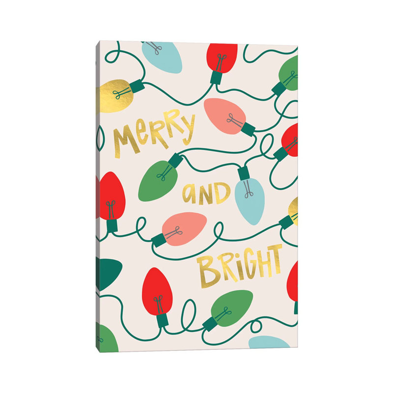 «Merry and Bright I» par Caroline Alfreds - impression d'art graphique, H 12 po x l 8 po x P 0,75 po, Toile tendue