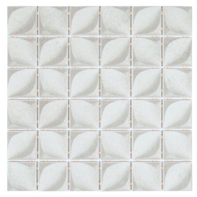 Lucenza 12x12 in. Misty Gray Matte Recycled Glass Petal Mosaic Wall and Floor Tile (10.6 sq ft/case, 10-Pack)