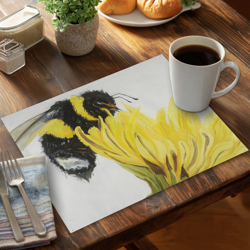 Napperon contemporain en polyester bourdon jaune - Décoration intérieure