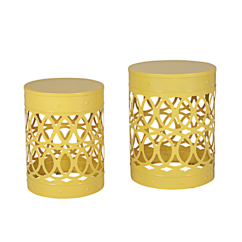 Outdoor Side Table Set, Yellow