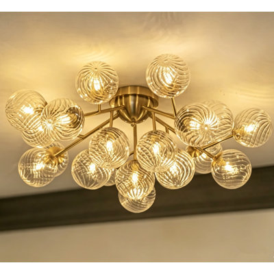 20 - Light Glass Globe Flush Mount Ceiling Light