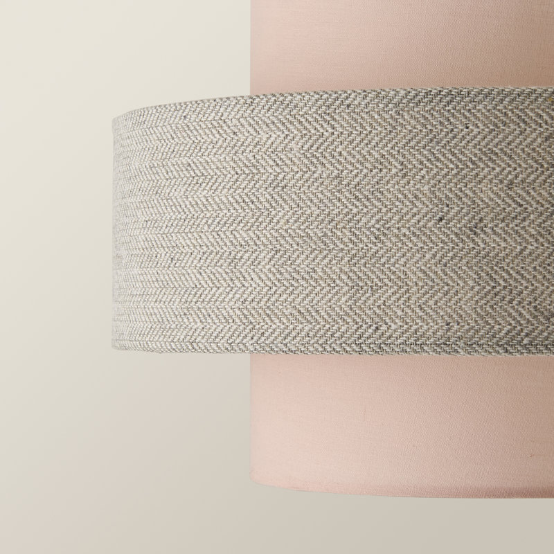 Nellie 19cm H Linen Novelty Pendant Shade ( Clip On ), Pink/Grey