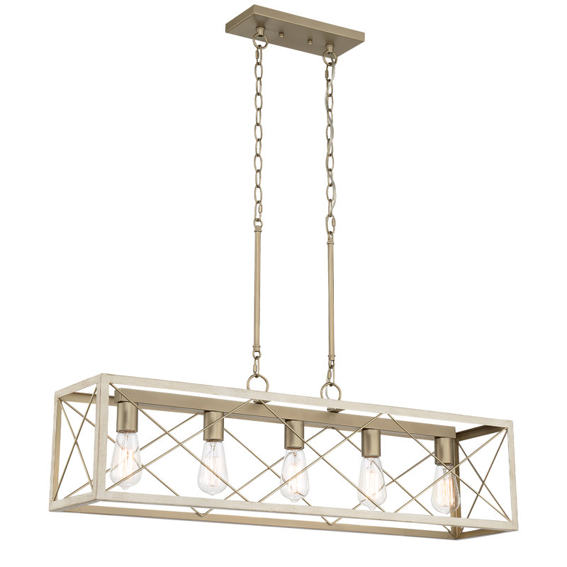 Lustre linéaire pour îlot de cuisine à intensité variable Evys, Frêne français, 5, H 109 po x l 36 po x P 7,78 po
