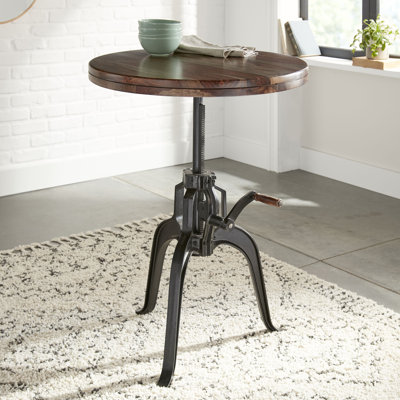 Grigor Round Solid Wood Top Metal Base Dining Table