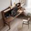 Bureau d'écriture rectangulaire en bois massif brun noisette, bureau d'ordinateur-1953534410