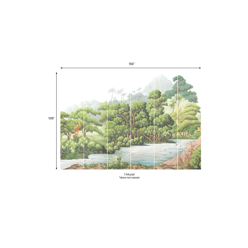 Utopia Jungle Bloom Peel and Stick Wall Mural, 108 x 156