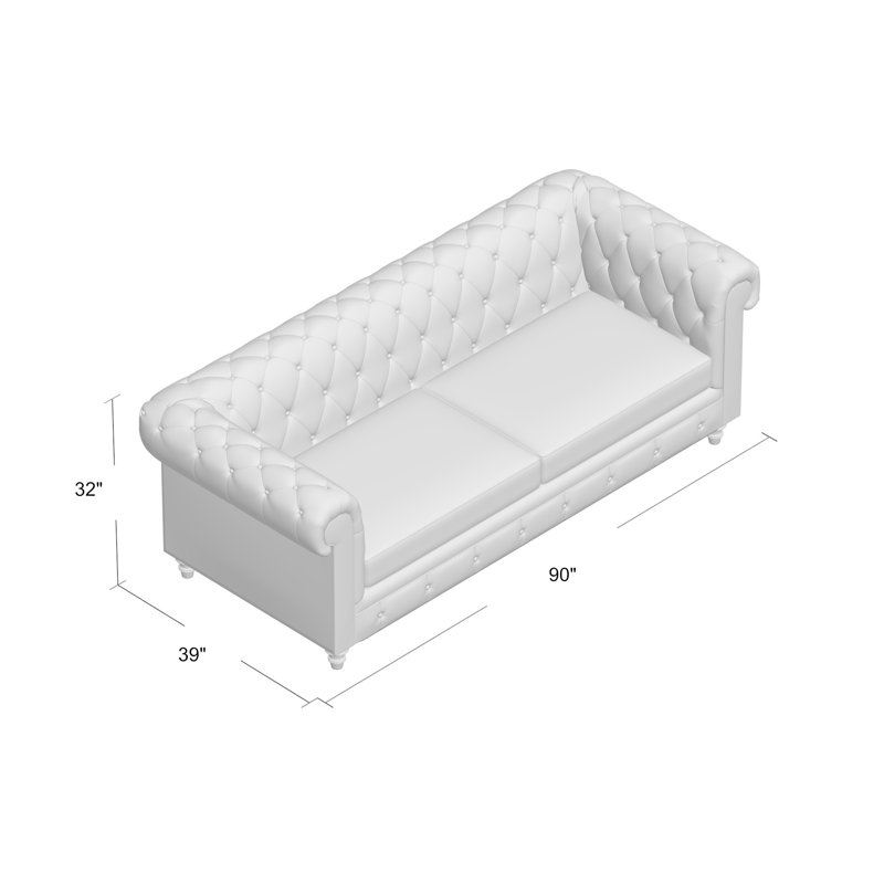 Canapé Chesterfield à accoudoirs roulés, Velours bourgogne, Standard, Naturel