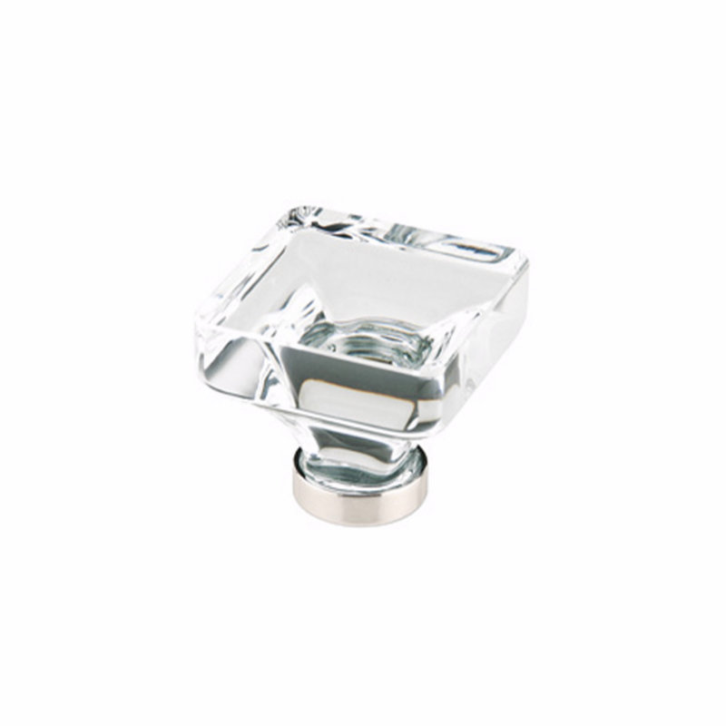 Lido Glass Square Knob, Polished Nickel