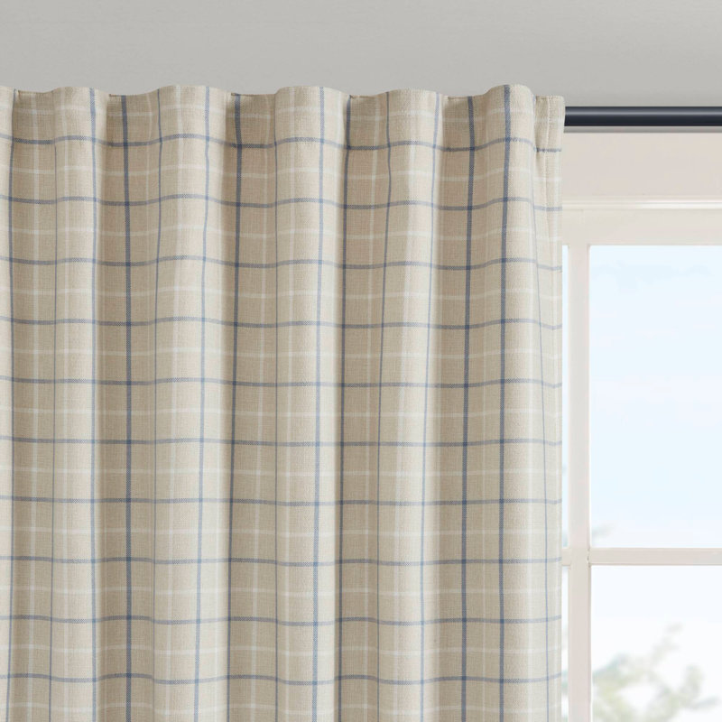 Panneau de rideau à passants et passe-tringle 50 x 108 po avec doublure en molleton - 1 pièce, Beige/bleu, L 50 po x L 84 po