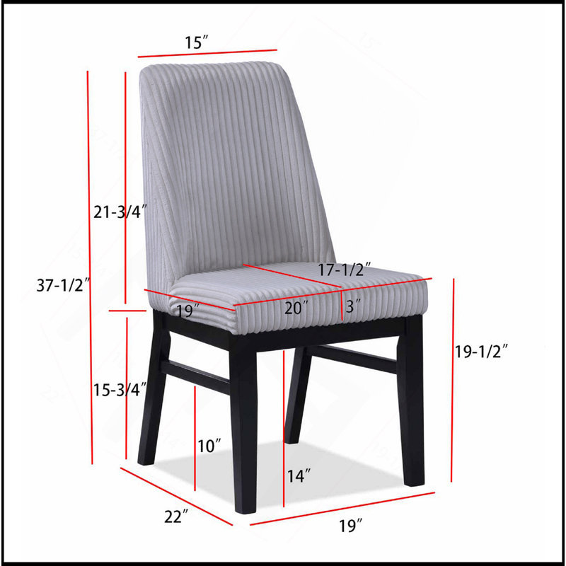 Chaise d'appoint rembourrée en tissu texturé 2pc, Gris clair