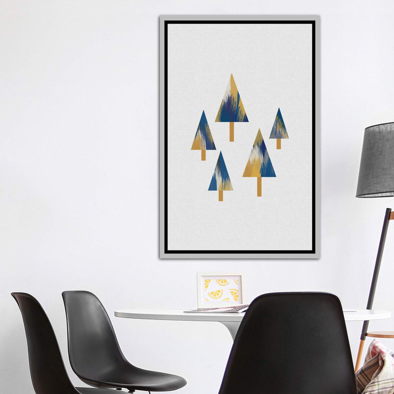«Trees» par Orara - impression d'art graphique, Pas de tapis, H 60 po x l 40po x P 1,5 po, Toile avec cadre argenté