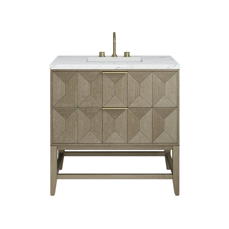 Emmeline 36'' W Single Vanity, Ethereal Noctis, 8" Widespread, Pebble Oak