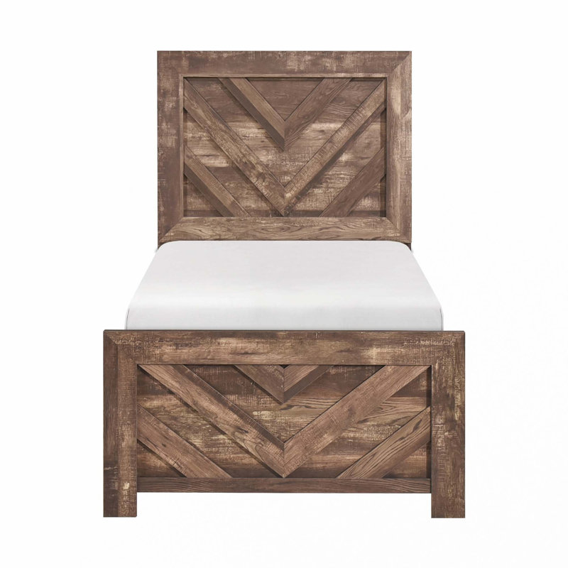 Contemporary Rustic Panel Bed Wooden Bedroom Furniture 1pc(Only Bed), Rustic Brown