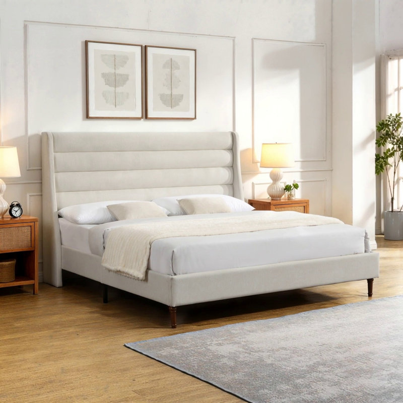 Lit plateforme tapissier avec vagues
