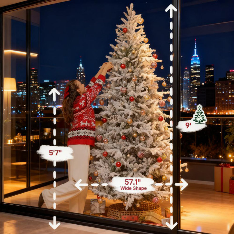 Arbre de Noël artificiel 9 pi avec branches réalistes, H 9 pi