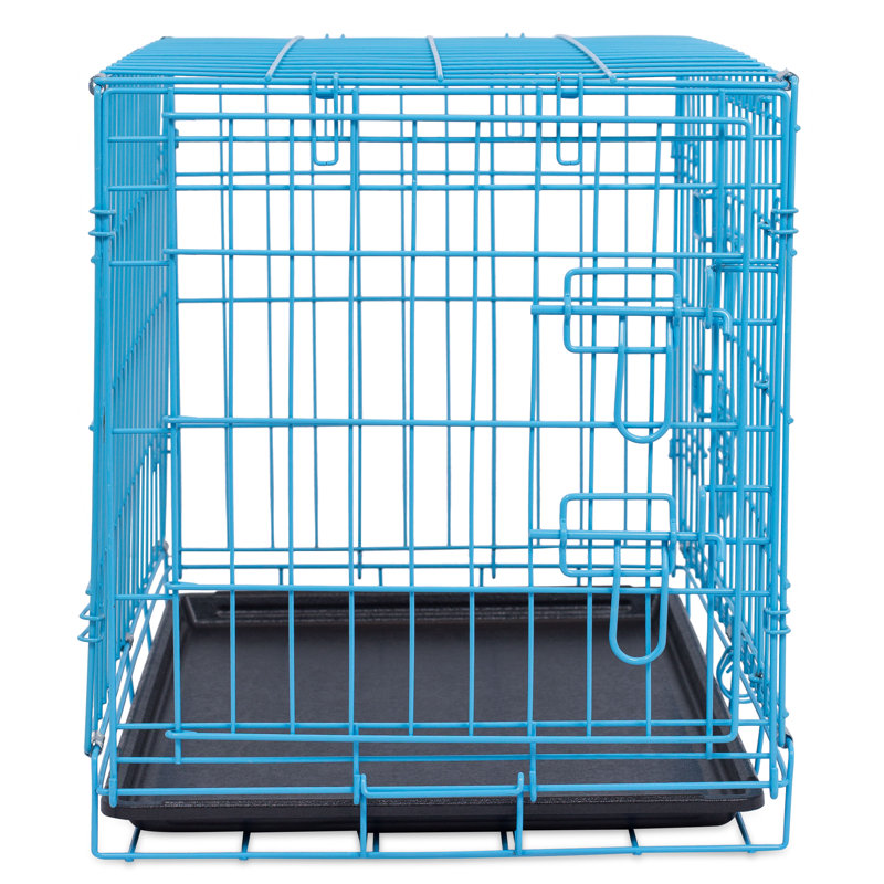 Caisse moyenne pour chien en acier pliable, Petit (H 19,5 po x l 17 po x P 24 po), bleu