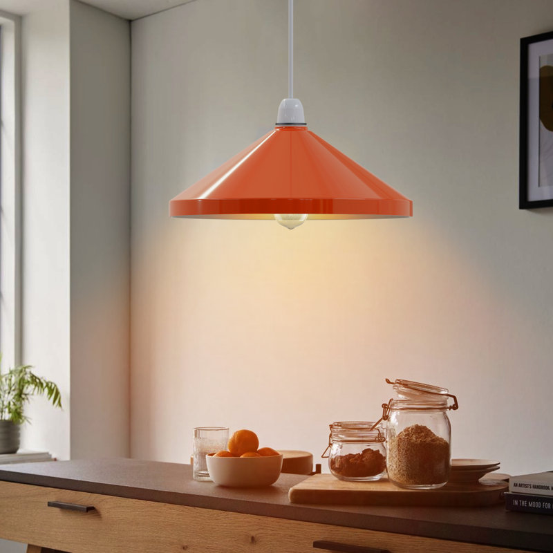 19cm H Metal Cone Lamp Shade ( Screw On ), Orange