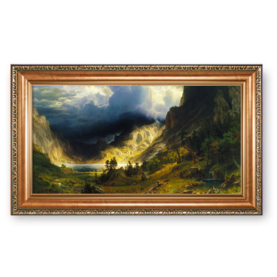 Une tempête dans les montagnes Rocheuses, Mont Rosalie, reproduction d'art classique, estampe numérique encadrée pour HomeDecor avec texture
