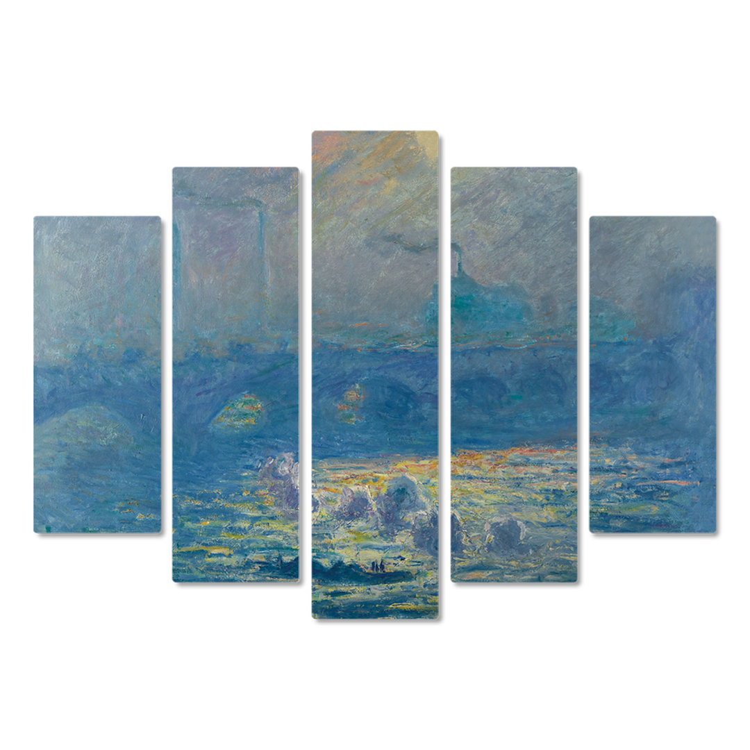 5-tlg. Kunstdruck-Set The Waterloo Bridge von Claude Monet