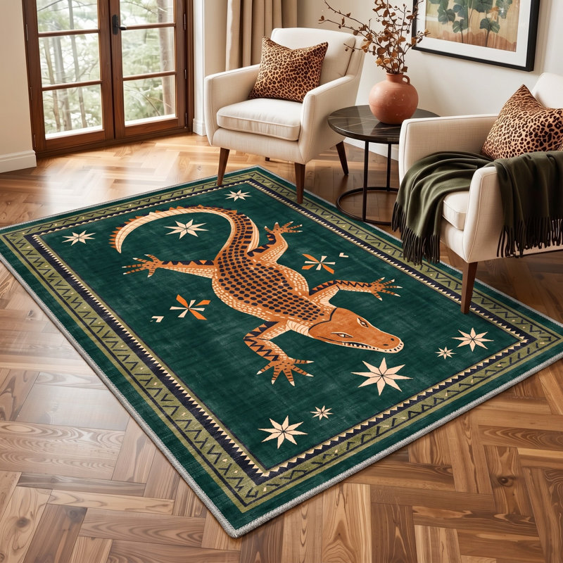 Tapis de couloir bleu sarcelle / orange lavable à la machine avec envers antidérapant, Tapis de couloir 2 pi 6 po x 8 pi
