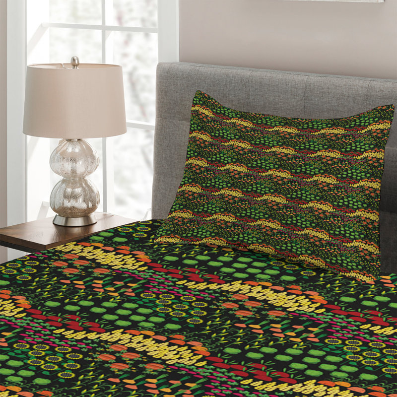 Vegetables Farmhouse / Country Polyester Coverlet, Twin Bedspread + 1 Sham