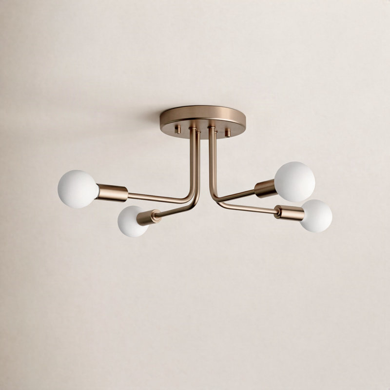 Nealey Glass Semi Flush Mount, Satin Brass