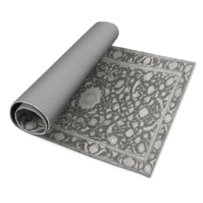 Tapis gris d'intérieur et d'extérieur Tabriz, Rectangle 5 pi x 7 pi