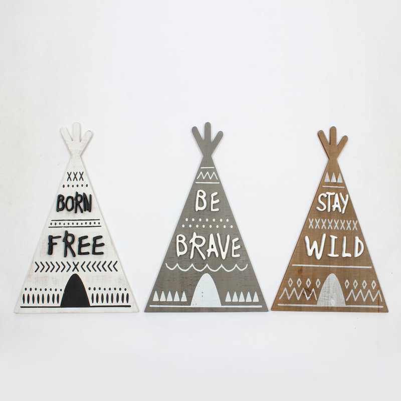 Ensemble de 3 décorations murales Play Born Free, Be Brave, Stay Wild