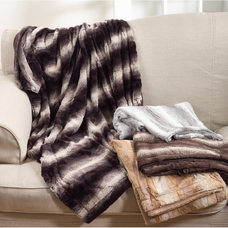 Luxurious Sherpa and Faux Fur Electric Throw Blanket in Multicolor