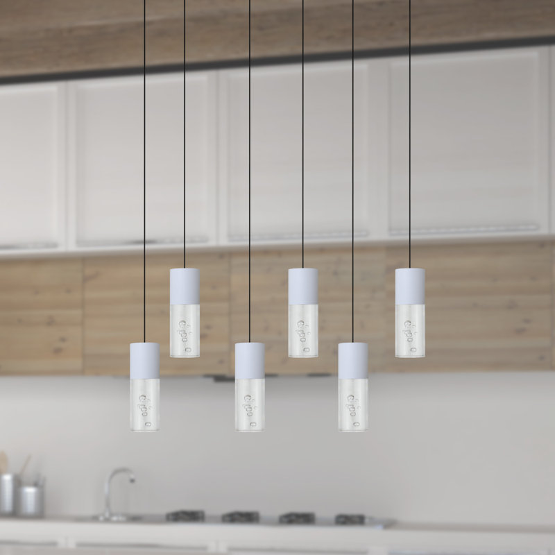 Luminaire suspendu cylindrique 6 lumières DEL Andromedae, Blanc