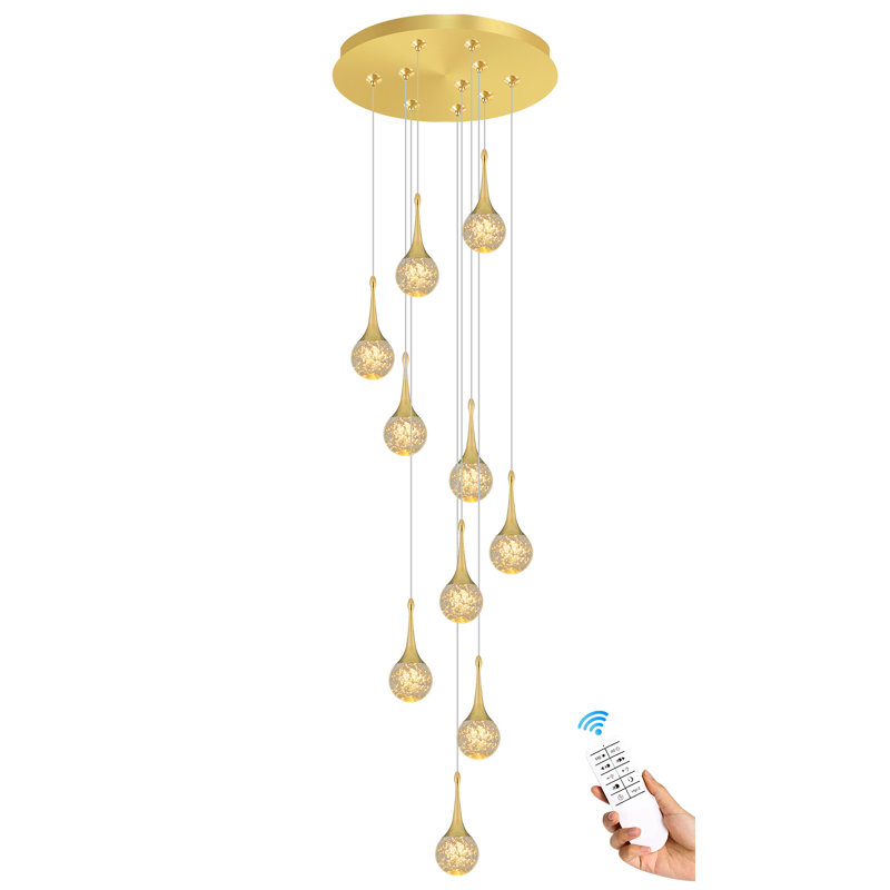 Cornellia 10 - Light Dimmable LED Gold Chandelier Crystal Teardrop Chandelier