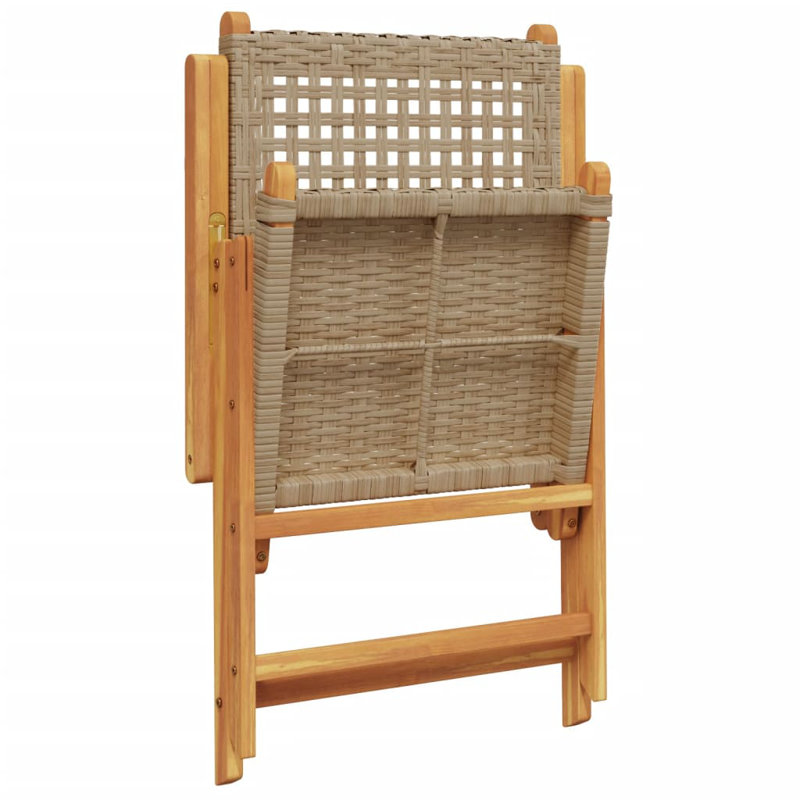 Chaises de patio vidaXL en bois massif d'acacia et de rotin poly, Beige