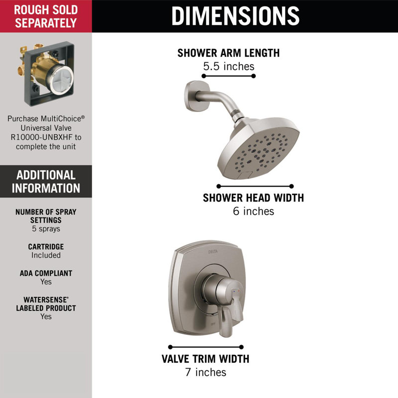 Stryke Shower Faucet Trim with H2Okinetic, Brushed Nickel