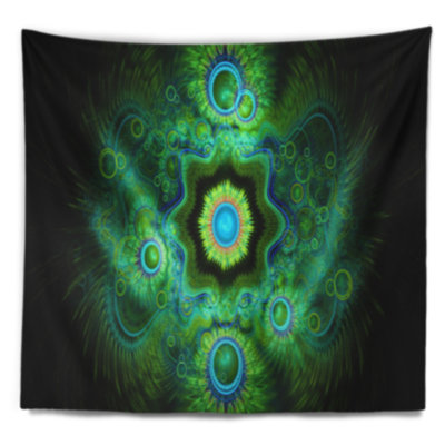 Tapisserie abstraite vert cabalistique