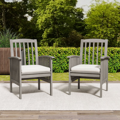 Chaises de salle à manger d'extérieur en bois rustique avec coussin résistant à l'eau et structure durable