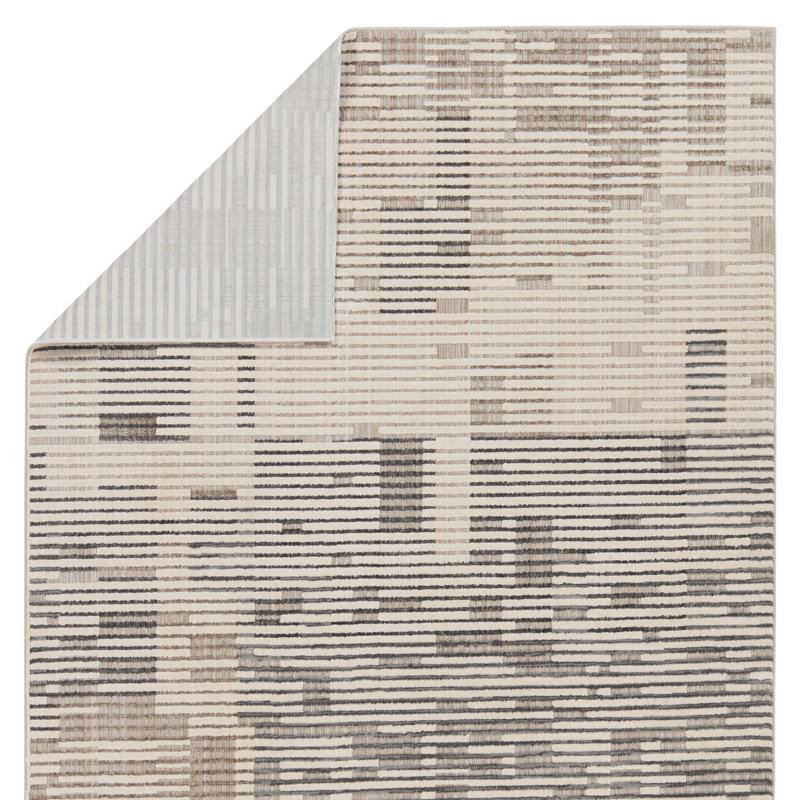 Tapis gris / crème / taupe Erwin, Rectangle 6 pi 7 po x 9 pi 6 po
