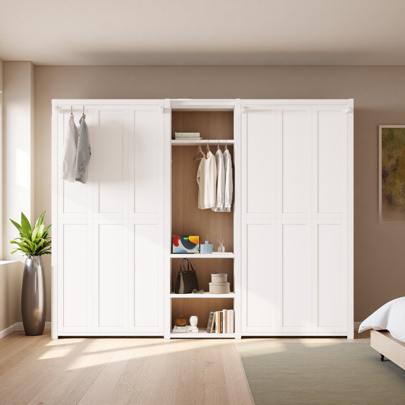 Lit escamotable simple et simple, lit escamotable pliable en métal avec garde-robe, tablettes et prises de courant, conception 2 en 1, peu encombrant,