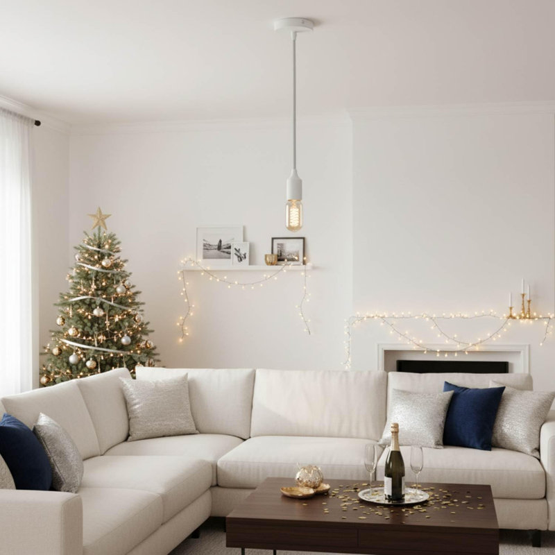 1 - Light Single Pendant, White, 207.5'' H x 10'' W x 10'' D