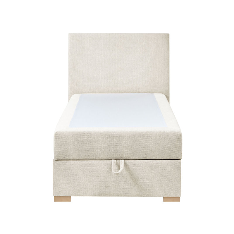 Upholstered Bed with Mattress, European Single (90 x 200 cm), Light Beige