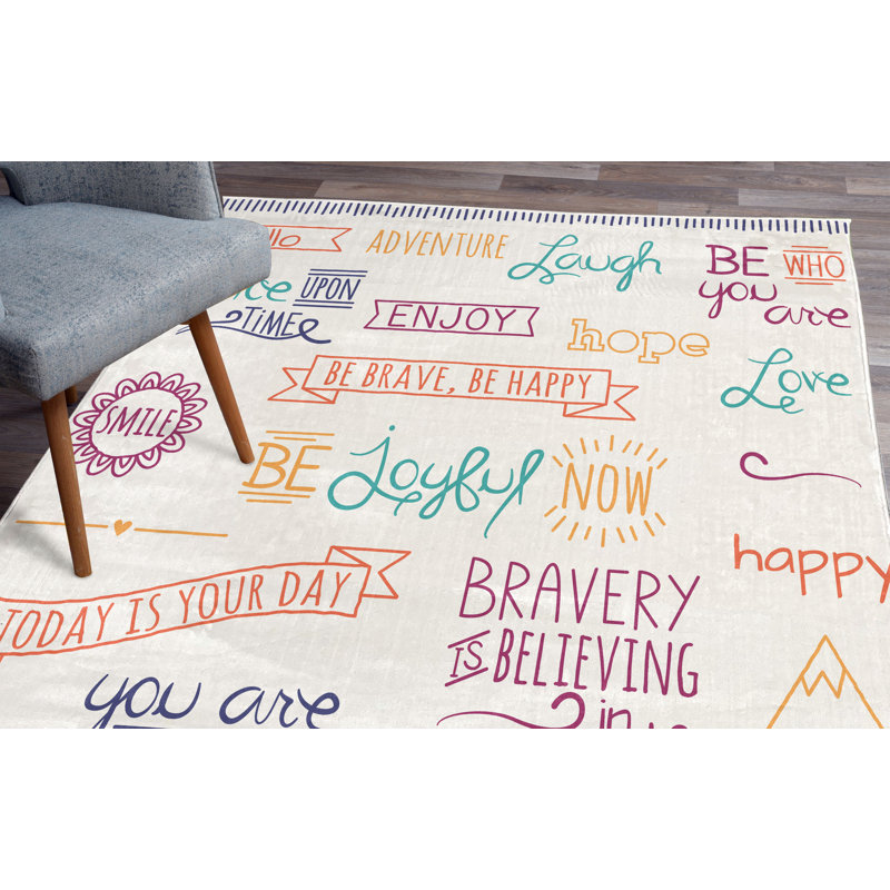 Tapis blanc / mauve / orange, Rectangle 2 pi 7 po x 4 pi 11 po