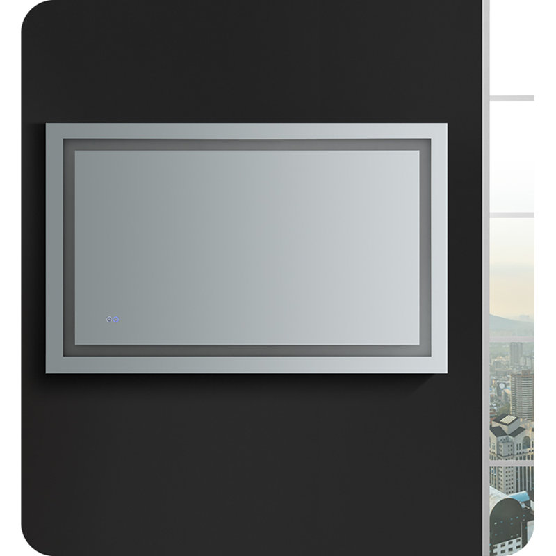 Sleek 48"x30" Transitional Frameless Vanity Mirror with LED & Defogger