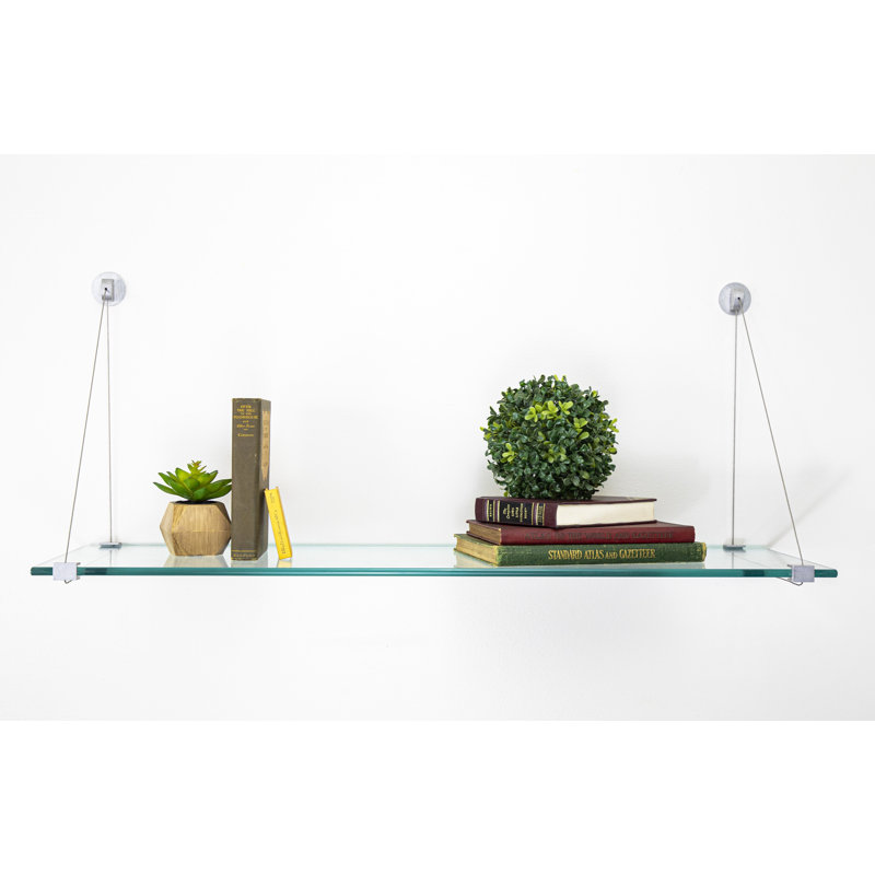 Tablette murale en verre trempé Earlham, Chrome, H 14 po x l 60 po x P 6,5 po