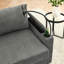 Chaise moderne avec siège profond avec rangement, tissu en velours côtelé gris, porte-gobelets et ports de chargement pour téléphone