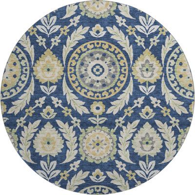 Premium Machine Washable Prisco Navy Rug