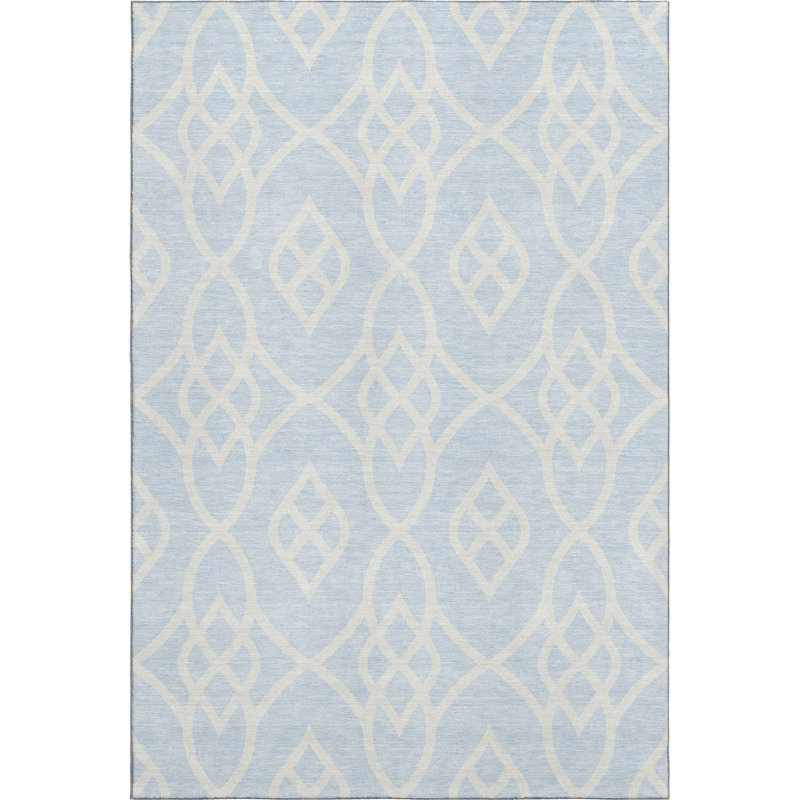 Premium Machine Washable Prisco Sky Rug, Rectangle 3' x 5'