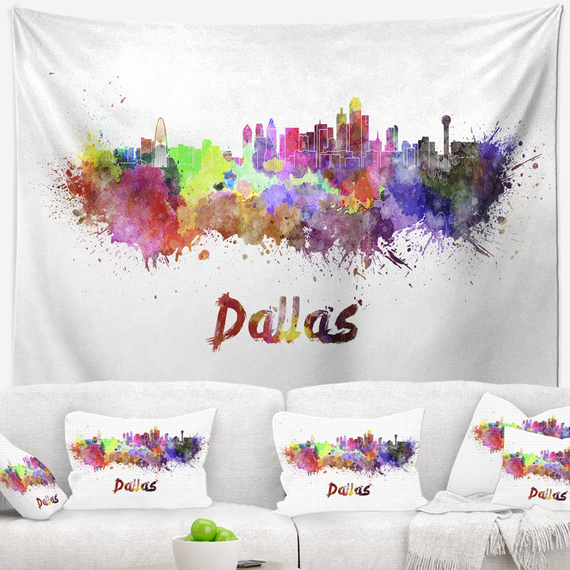 Tapisserie de dallas skyline Cityscape, H 78 po x l 92 po