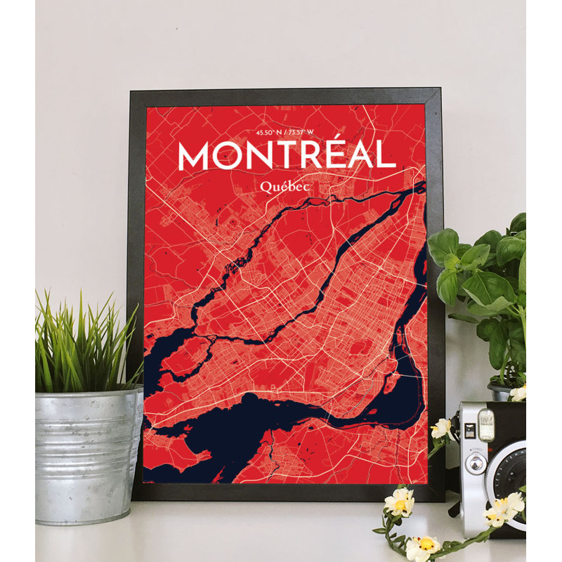 Montreal City Map - No Frame Print, 61cm H x 46cm W